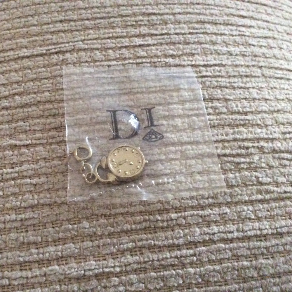 Diamond International Clock Charm Gold Tone